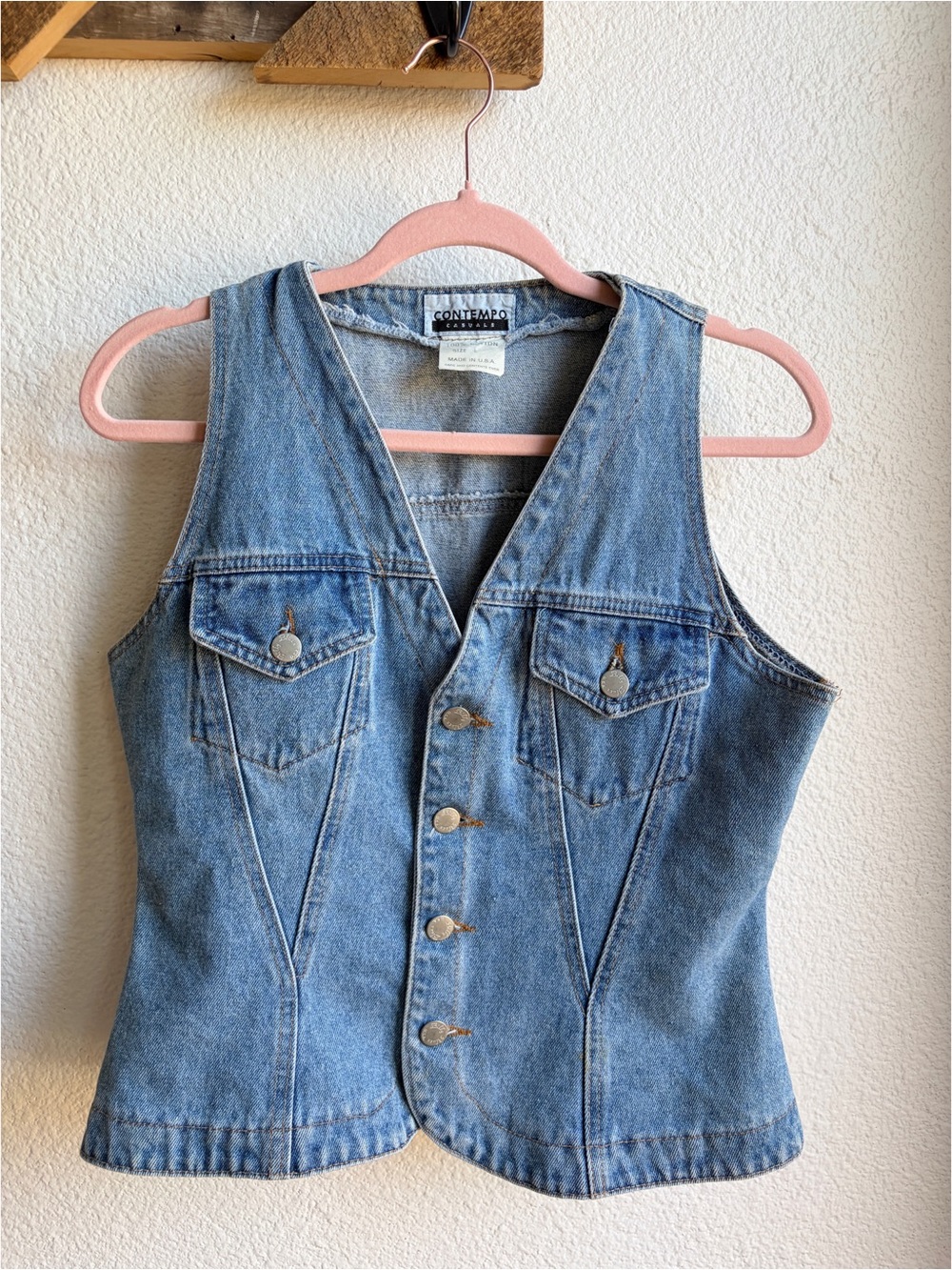 Vintage 90s Contempo Casuals Denim Vest Large